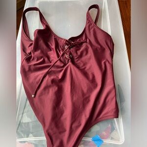 Maroon lace up one piece